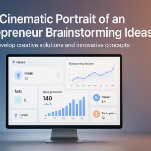 Cinematic Portrait of an Entrepreneur Brainstorming Ideas