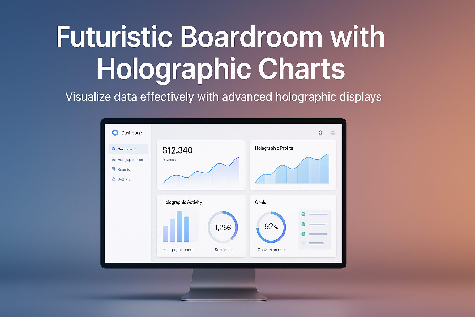 Futuristic Boardroom with Holographic Charts